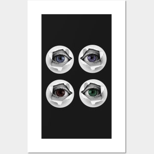 Eyes Looking Thru Torn Paper Sticker Set Posters and Art